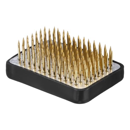 M METERXITY Flower Frog 2.05" x 1.34" Rectangle Copper Floral Arranger Pins Ikebana Holder W Rubber Base for Flower Arrangements/Craft Plant/Home Decor, Floral Kenzan Fixed Tool [1.1cm Pins] - size: 2.05" x 1.34"