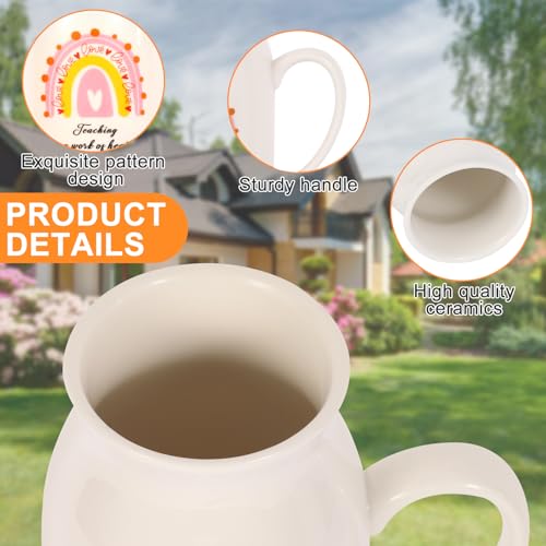 6 Pieces Teacher Appreciation Gifts Teacher Ceramic Vase with Small Handle Rainbow Flower Vases Thank You Teacher Gifts for Women (Teacher)