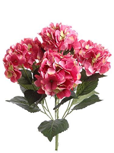Larksilk Hydrangea Artificial Flowers - Faux Hydrangea Flowers - Home Decor, Easter Decorations, Spring Decor - Floral Centerpieces for Tables - 20" Floral Stems, Fuchsia, 6 Pieces - color: Fuchsia, size: Pack of 6
