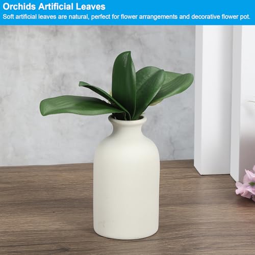 PATIKIL Orchid Leaves 11.81 Inch, 3 Pcs Small Artificial Faux Phalaenopsis Foliage Real Latex Touch Green Plant 5 Leaves with Stems for Home Flowers Pot Decor, Green