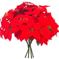 Grunyia 5 Artificial Poinsettia Flowers Bouquet Christmas 7 Heads 19.6”Faux Red Poinsettia Bush Fake Flowers for Home Porch Xmas Tree Garden Indoor Outdoor Office Christmas Decorations