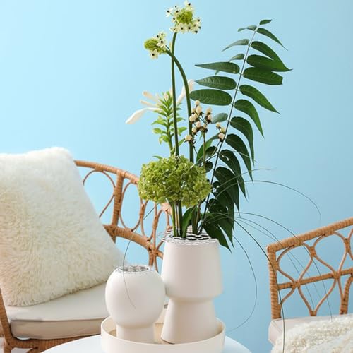3 Pcs Modern Flower Frog Metal Flower Arrangement Holder Floral Grid Used for Vase Flower Arrangement Art Convenient Stem Holder for Flowers Flower Frog Organizer Metal Lid for Vase (Silver) - color: Silver
