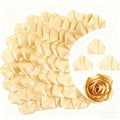 100 Pcs Premade Satin Ribbon Rose Petals Half-Finished Crafting DIY Eternal Flowers Bouquets (Golden Champagne) - color: Golden Champagne