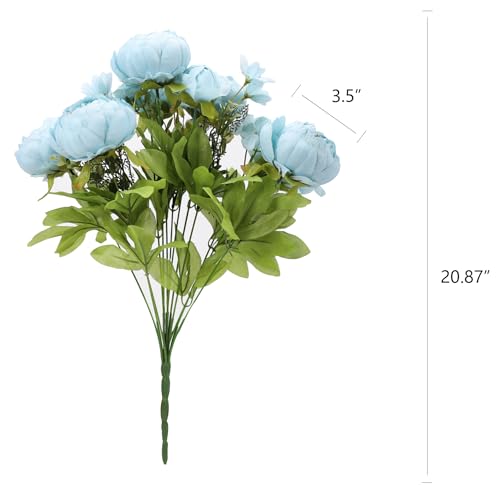Duovlo Artificial Peony Silk Flowers Fake Flowers Vintage Wedding Home Decoration,Pack of 1 (Spring Blue) - color: Spring Blue
