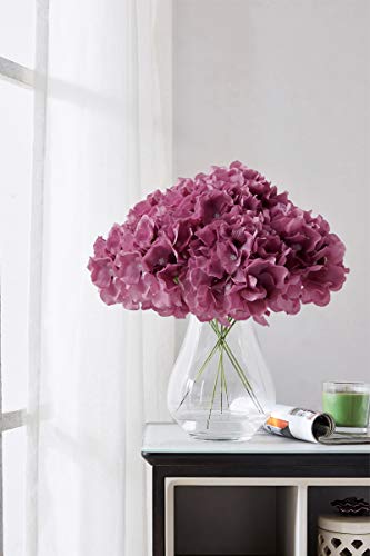 Mauve Hydrangea Silk Artificial Flowers 10pcs, 7in x 9.8in (18cm x 25cm), Realistic Lifesize, Customizable Length, Includes Floral Foam, Perfect for Home, Party, Wedding Decor - color: 10pcs Mauve, size: Large