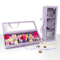 UNIKPACKAGING “MOM” Flower Gift Letter Shaped Fillable Box, with Plastic Liner, Size 22″ x 8″ x 4″ inches, for Luxury Style Flower and Gift Arrangements (Lavender) - color: Lavender