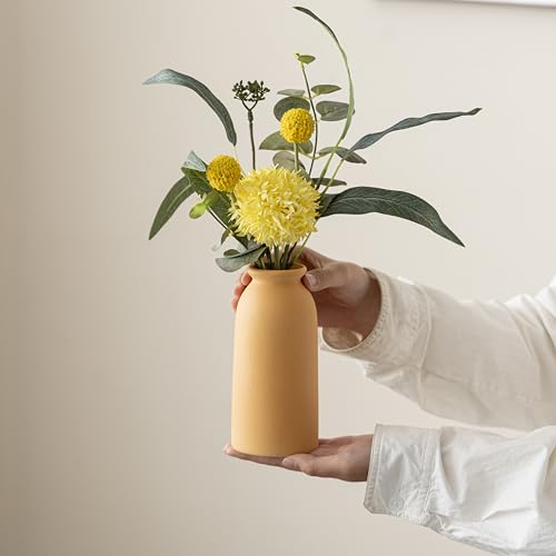 Ceramic Vase Set-3, Small Flower Vases for Decor, Modern Boho Farmhouse Style, Decorative Vases for Pampas Grass & Dried Flowers, Distressed Finish (Brown Mix) - color: Brown Mix