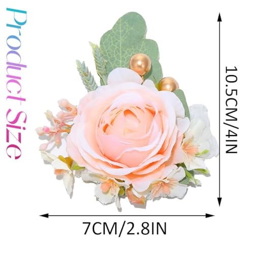 Rose Corsage Flower Prom Corsages Bridesmaids Hand Floral for Women and Girls (Pink) - color: Pink
