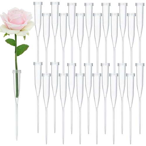 Tessco for you 90 Pcs Floral Water Tubes 6 Inch Floral Tubes Plastic Flower Supplies for Fresh Flowers with Rubber Cap for Flower Stem Arrangements Florist Supplies (Clear) - color: Clear, size: 6 Inch