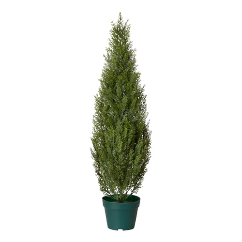 National Tree Company 36 Inch Artificial Arborvitae Topiary Tree, Realistic Fake Tree Potted Plant, Dark Green Round Growers Pot - size: 3ft