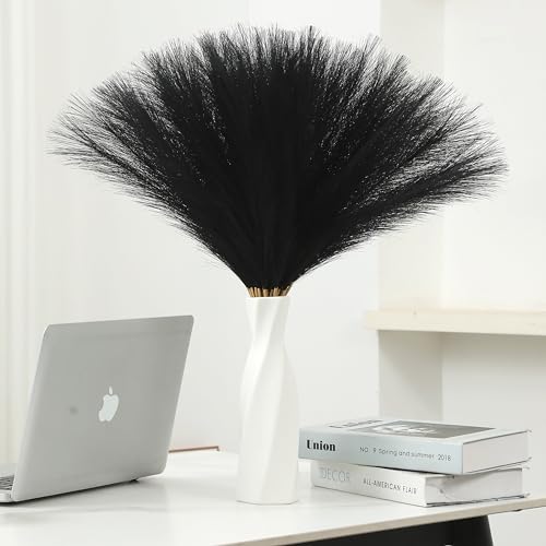 50pcs 22" Black Pampas Grass Decor - Faux Pampas Grass Artificial Pampas Grass Bouquet Flower Arrangement and Vase Filler for Boho Home Wedding Mothers Day Decoration - color: Black, size: 50pcs