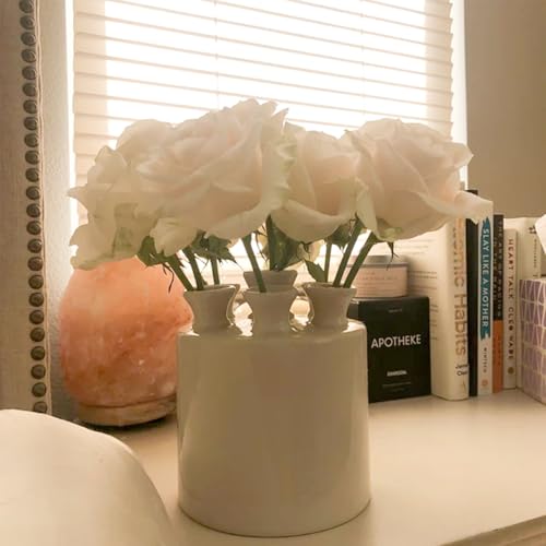 MOUGIGI Large Ceramic Vase Modern Cylinder Design with 7 Flower Openings, Perfect Centerpiece for Tulips、Hydrangeas、Roses and Wildflowers - Ideal Home Decor Gift for Birthdays Mothers Day - color: Tulip Vase