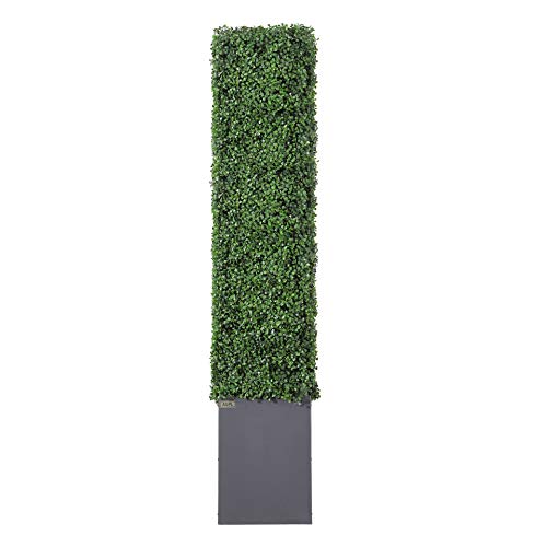 Artificial Hedge Wall (38" Width* 12" Deep* 64" Height) with Dark Gray Stainless Steel Planter Box (64.00) - size: 38"W*12"D*64"H