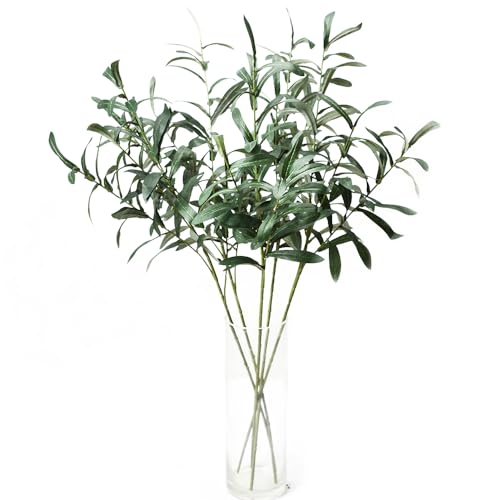 5pcs Olive Branches for Vases Artificial Plants Greenery Stems for Vases Olive Leaves Plant (Green)