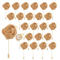uxcell 24pcs Champagne Rose Boutonnieres Flower Buttonholes Pocket Boutonnieres Pins for Wedding Ceremony Anniversary Prom Formal Dinner Party - color: Champagne