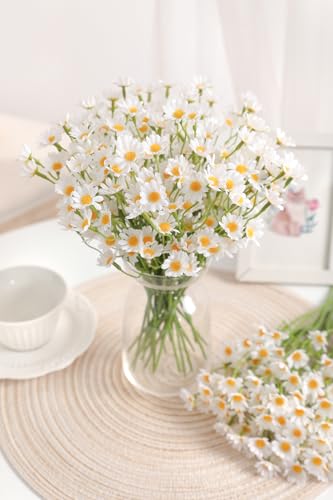 rongflower Artificial Daisy Flowers,24 Pcs Small White Fake Daisy Flowers for Wedding, Home Decor, Floral Arrangements, Vase Centerpieces - color: White Daisy Flowers