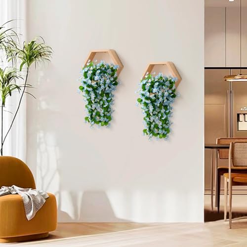 ZFProcess Artificial Fake Hanging Flowers Plants for Outdoor Spring Decoration, 2PCS Faux Silk Violet UV Resistant Look Real Trailing Vines for Outside Home Planter Porch Patio(Blue) - color: Blue