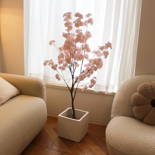 Nafresh Tall Artificial Cherry Blossom Tree, 4Ft(48'), Realistic Potted Silk Faux Tree, Indoor/Outdoor for Home, Office, Living Room, Bedroom, Porch - size: 4ft