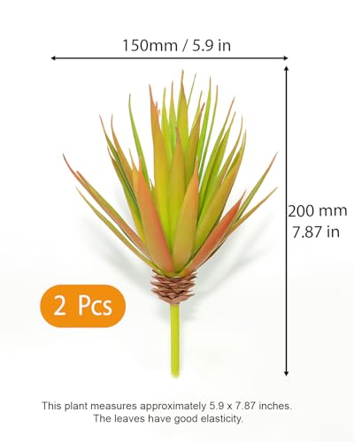 LJY 2 Pieces Realistic Artificial Faux Succulent Yucca Vera Greenhouse Small Plants Unpotted for Home Garden Decoration (Autumn Green) - color: Autumn Green