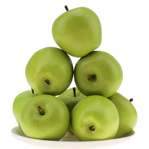 Gresorth 6pcs High Grade 7cm Size Fake Green Apple Decoration Artificial Realistic Fruit Simulation for Home Party Christmas Display - color: G