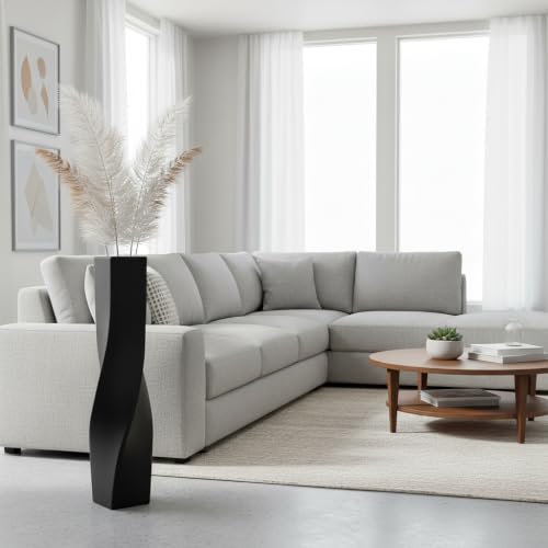 Tall Floor Vase 35.4" Matte Black, Resin Large Floor Vase Square Twisted Vases for Dried Pampas Grass Feathers Branches Fresh Flowers, Modern Home Decor for Living Room Corner Entryway - color: Black, size: 35.43 Inches