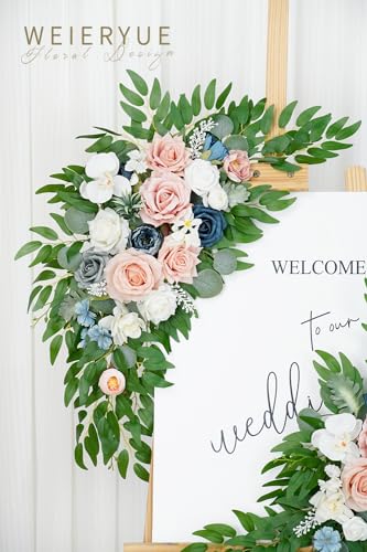 Artificial Wedding Arch Flowers Kit(Pack of 2) for Wedding Arch, Bridal Shower, Ceremony and Reception Backdrop Decoration (Misty Rose and Navy Blue) - color: Misty Rose and Navy Blue