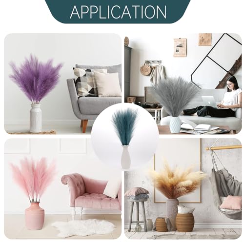 Faux Pampas Grass Decor ， 21.7 Inch Artificial Pampas Grass Blue Reed Grass, Vase Filler for Home Decor, Room, Bathroom, Wedding, Table Centerpiece - 20PCS - color: Tiffany Blue