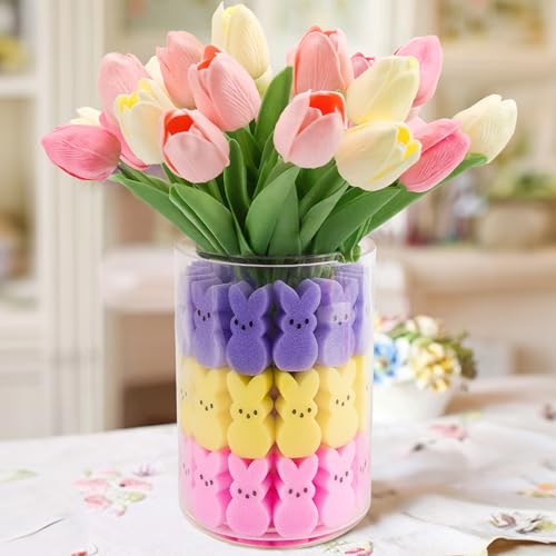 ORIENTAL CHERRY Easter Decorations - Easter Peeps Bunnies Vase Filler Set, Spring Decor Home Indoor Decoration Centerpieces for Tables - style: 45 Peeps Bunnies