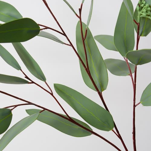 Ziwon Artificial Eucalyptus Stems, Real Touch Faux Greenery for Vase Decor, Realistic Fake Eucalyptus Branches，32 inches, 4 Packs - color: Green