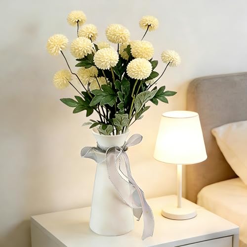 5PCS Yellow Artificial Flowers Dandelion Ball Floral Stems, 5 Head Real Touch Faux Flowers for Vase Filler Spring Home Decor Easter Decorations Farmhouse Centerpiece Wedding Arrangements - color: 5pcs Yellow