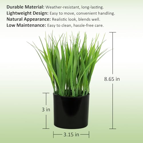 2 Pack Fake Plants Indoors Potted Wheat Grass Faxu Plants for Desk Table Shelf Decor, Artificial Plants Greenery Indoor for Bathroom Office Kitchen Living Room Home Decoration