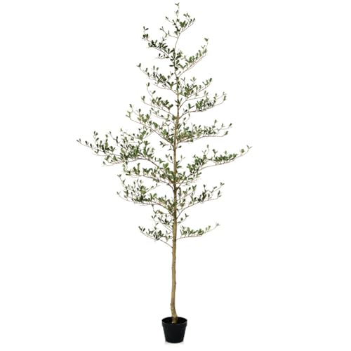 Verinatural Artificial Black Olive Tree 7ft - Shady Lady UV Resistant Faux Olive Trees Indoor Outdoor Decor - Modern Aesthetic Tall Fake Plants with Pot for Home Office Living Room Patio Floor, VN140 - size: 7ft
