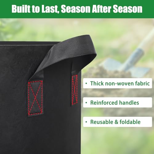 FEED GARDEN 15 Gallon Grow Bags 4 Pack – Heavy Duty 300G Thick Fabric Plant Pots with Reinforced Handles, Breathable Drainage Planters for Tomatoes, Potatoes & Large Vegetables Indoor Outdoor - size: 15 Gallon