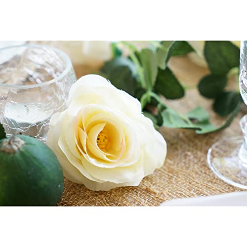 FiveSeasonStuff 29 Ft 4 Pack Rose Silk Flower Garland Artificial Flowers Decoration Hanging Floral Décor for Wedding Baby Shower Birthday Party Garden (Cream White) - color: Cream White