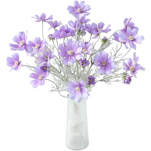 Floroom 5 Pcs Artificial Flowers Lavender Fake Cosmos Faux Silk Flower for Indoor Home Decor, Party Arrangements, Wedding Bouquets, Floral Table Centerpieces, and Decorations - color: Lavender Purple