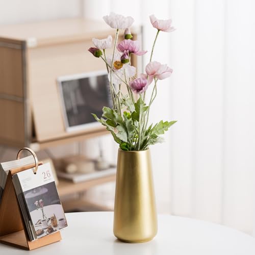 Light Gold Vase - 8" Big Gold Ceramic Flower vase for Home/Table/Accent Decor, Minimalist Modern Vases for Centerpieces, Room Decor, Living Room, Bedroom or Gift - color: Light Gold, size: Big