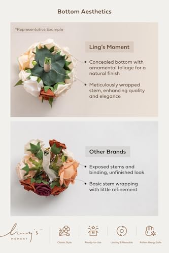 Ling's moment Walnut Brown Artificial Wedding Flower Bouquets for Bridesmaids Brown Floral Bouquet Golden Glove Bridesmaid Bouquets with Ribbon Ceremony Anniversary,7-inch Diameter - color: Br-walnut Brown & Golden Glove