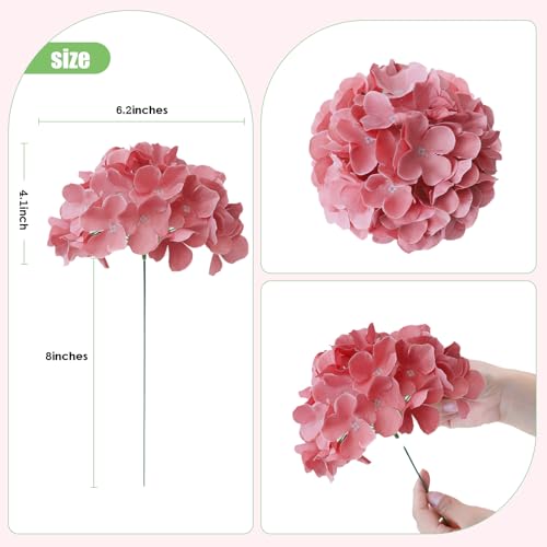 AVIVIHO 65pcs Fake Flowers Dusty Rose Hydrangea Artificial Flowers Bulk (Not Squished, No Steaming Need) Silk Flowers with Stems for Wedding Decor,Home,Baby Shower,Table Centerpieces Decoration - color: Dusty Rose, size: Medium