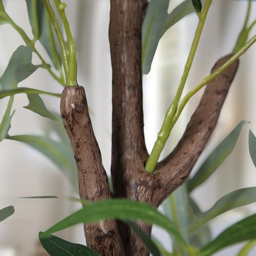 4FT Artificial Olive Tree, Faux Potted Olive Plant with Realistic Trunk, 436 Leaves & 16 Fruits,Fake Olive Tree for Home Office Indoor Outdoor Decor (Set of 2) - color: Green, size: 4ft