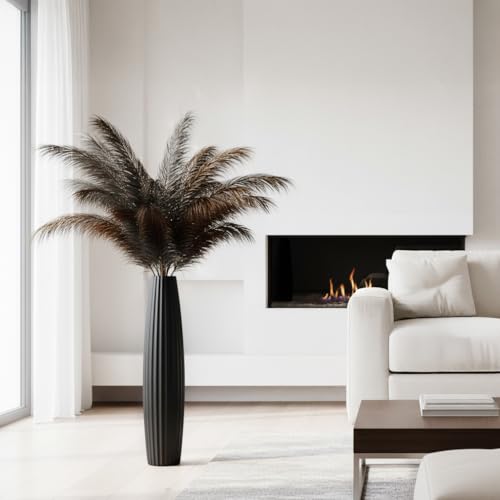 Floor Vases, Tall Floor Vase 23.6 inch (60CM, 1.96FT) Tall Vases, Sturdy Black Vase for Living Room Decor, Resin Black - color: Black