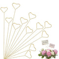 40Pcs Floral Card Holder Picks Gold Metal Wire Flower Card Stick 12 Inch Picture Photo Memo Gift Cards Holder Sticks for Floral Arrangement Bouquet Wedding Decoration Flower Pick for Cards Heart