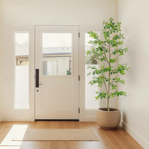 Bellacat Faux Black Olive Tree 7ft, Tall Faux Trees Indoor with Natural Trunk and Realistic Leaves. 7 Feet(84in) Artificial Tree for Home Office Décor. - style: 7ft Black Olive Tree