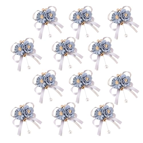 Dusty Blue Boutonnieres Set of 12 for Groom Groomsmen Best Man Artificial Flower Formal Party Boutonniere for Men Suit Decoration Wedding Graduation Prom Homecoming Dusty Blue - color: Dusty Blue Boutonniere ( 12pcs )