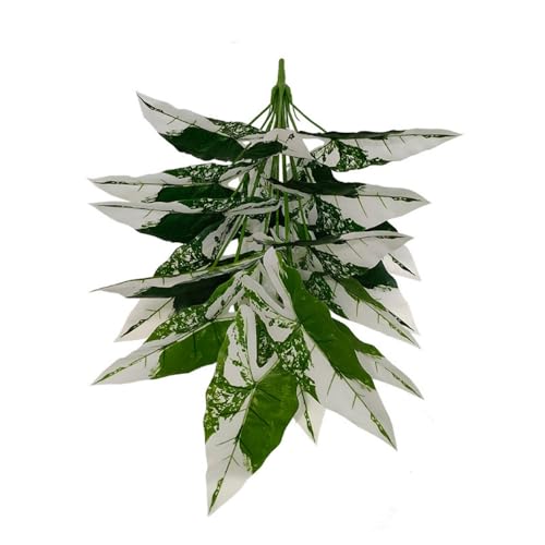 Aglaonema Plant with Variegated Green and Red Leaves, Fake Tree Leaf Simulation Flower Bonsai for Party Decoration Artificial Plants Floor Home Room Decor Ornament (White No Flowerpot, 75cm) - color: White No Flowerpot, size: 75cm