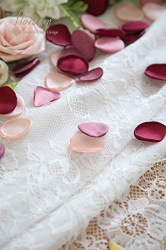 Floroom 500pcs Rose Petals Burgundy Maroon Faux Silk Flower Petals for Wedding Flower Girl Basket Aisle Scatter Dinner Table Centerpieces Party Confetti Bridal Shower Romantic Night Decoration - color: Exquisite Burgundy, size: 500pcs