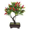 Artificial Chili Tree Bonsai with Pot Realistic Simulated Chili Plant Indoor Desktop Fake Potted Plant for Home Office Table Centerpiece Decoration