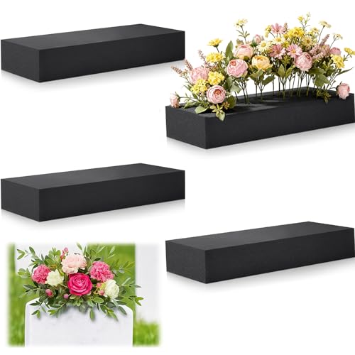 Lallisa 4 Pcs Reusable Floral Foam Blocks Water Weather Resistant Dry Floral Foam for Artificial Flower Arrangements Outdoor Flower Boxes Hanging Planters Wedding Home Decor (11.8 x 4.7 x 2'',Black) - color: Black, size: 11.8 x 4.7 x 2''