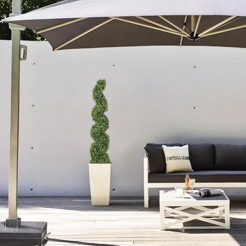 4ft Spiral Topiary Trees Artificial Outdoor Set of 2 – UV Resistant Faux Boxwood Plants for Outdoor Planters, Fake Bushes & Shrubs for Front Porch Outside Decor (4 Foot/48 Inch) - color: Light Green, size: 4ft