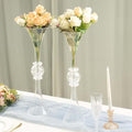 Efavormart 2 Pack | 21" Clear Crystal Embellishment Trumpet Table Centerpiece, Reversible Plastic Flower Vase - color: Clear, size: 21"