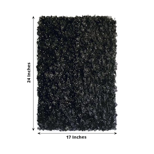 Efavormart Black UV Protected Hydrangea Flower Wall Mat Backdrop 4 Artificial Panels - 11 Sq ft. - color: Black